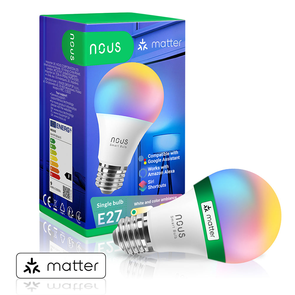 NOUS P3 Smart LED WiFi Matter Bulb Lamp RGB 9 Watt E27 Socket A60 2700-6500K