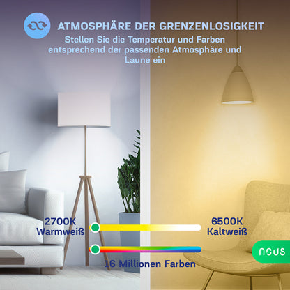 NOUS P3 Smart LED WiFi Matter Bulb Lampe RGB 9 Watt E27 Sockel A60 2700-6500K