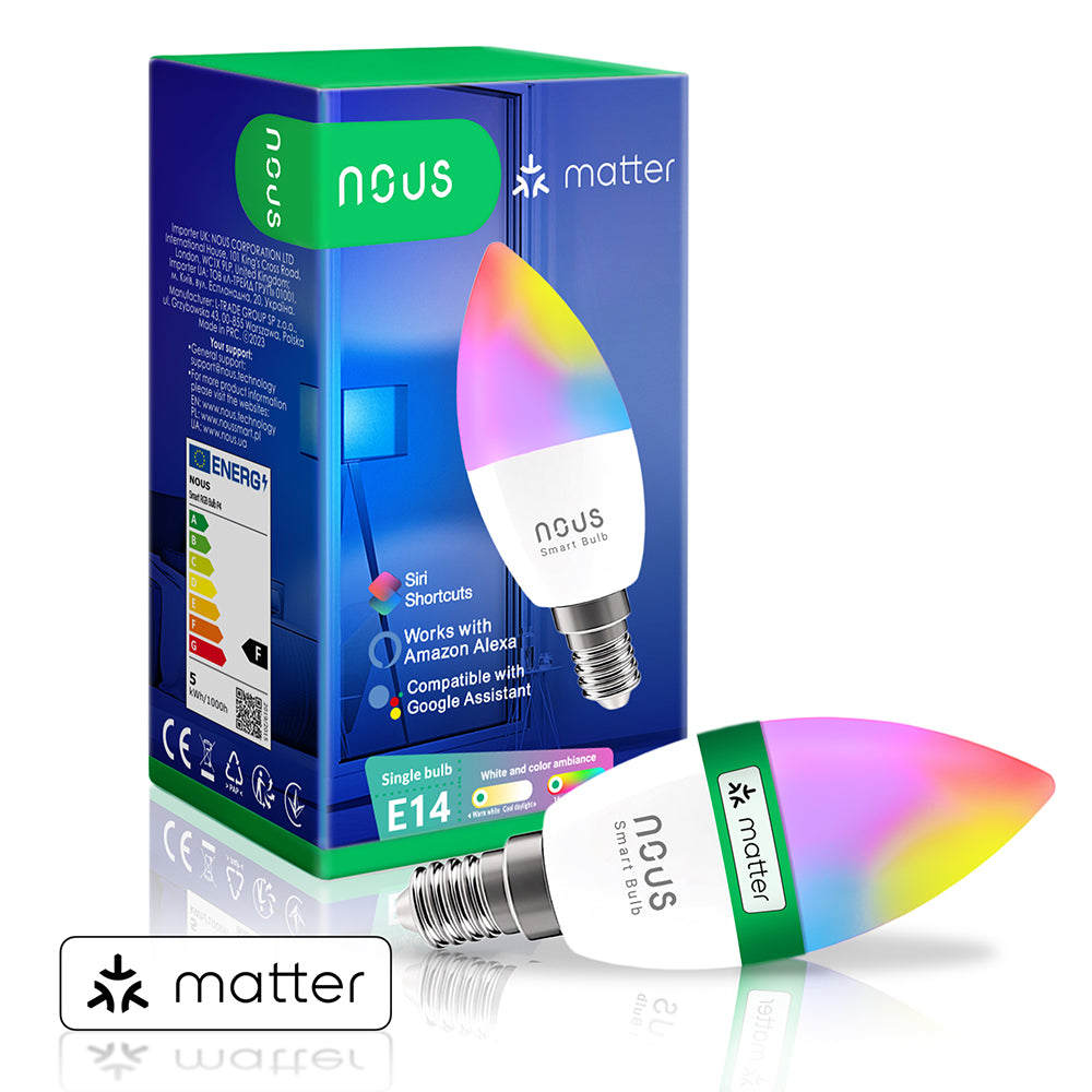 NOUS P4 Smart LED WiFi Matter Bulb Lamp RGB 4,5 Watt E14 Socket 2700-6500K