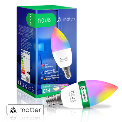 NOUS P4 Smart LED WiFi Matter Bulb Lamp RGB 4.5 Watt E14 Socket 2700-6500K