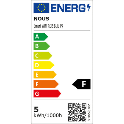 NOUS P4 Smart LED WiFi Matter Bulb Lamp RGB 4,5 Watt E14 Socket 2700-6500K