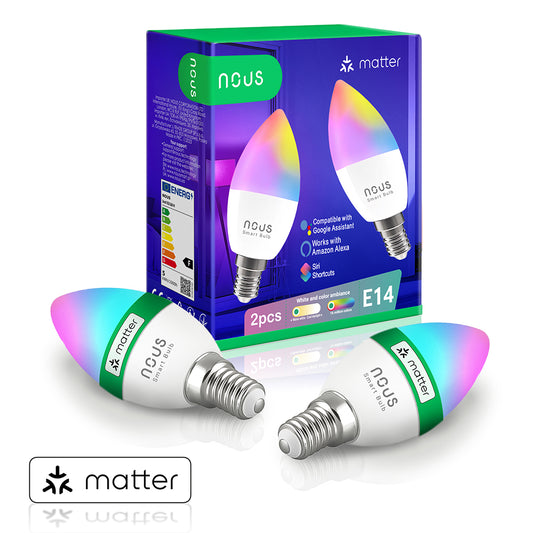 2X NOUS P4 Smart LED WiFi Matter Bulb Lampe RGB 4,5 Watt E14 Sockel 2700-6500K