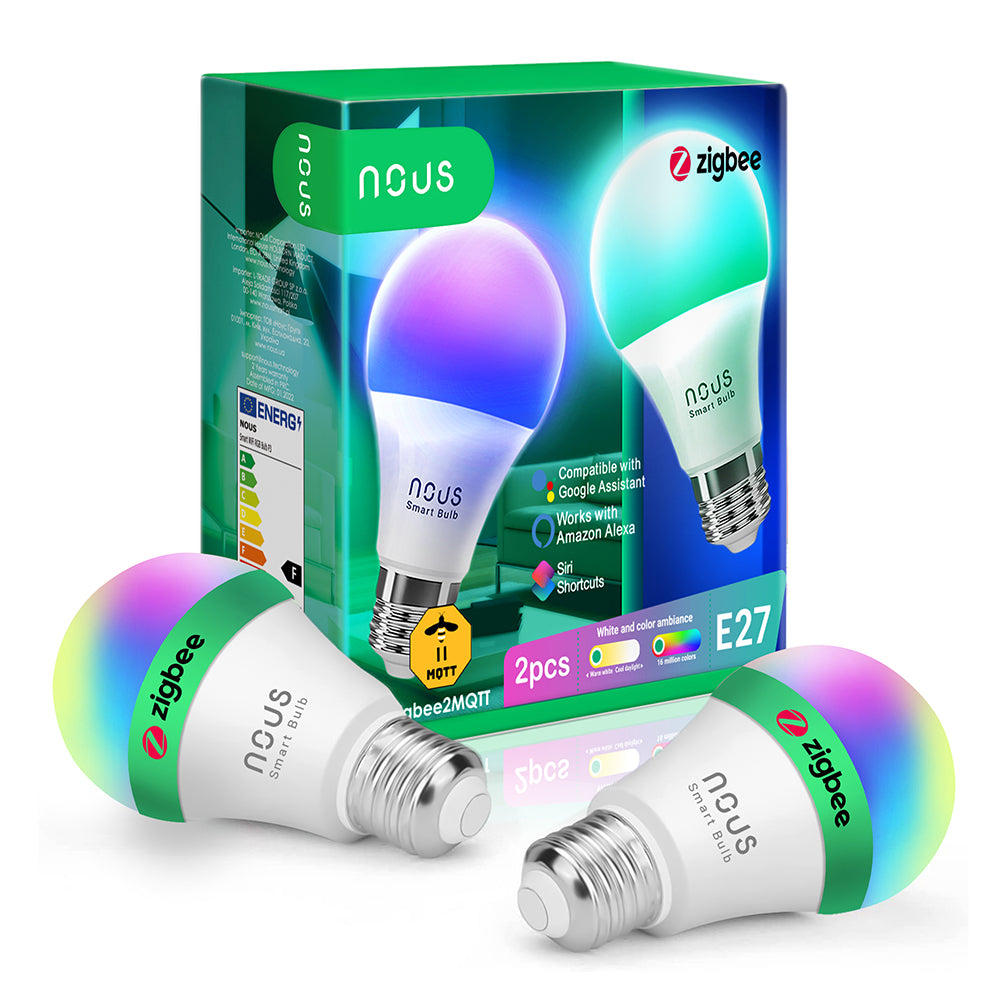 2X NOUS P3Z Smart LED ZigBee 3.0 Bulb Lampe RGB 9 Watt E27 Sockel A60 2700-6500K