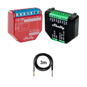 Shelly Plus 1PM + Plus Addon + DS18B20 Temp Sensor 16A DC-AC WiFi Power Metering