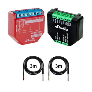 Shelly Plus 1PM + Plus Addon + DS18B20 Temp Sensor 16A DC-AC WiFi Power Metering
