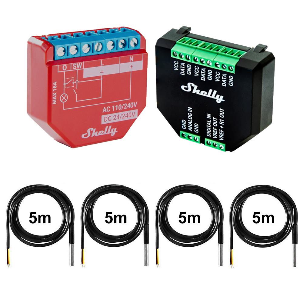 Shelly Plus 1PM 16A DC-AC Power Metering opt. Plus Addon & DS18B20 Temp Sensor