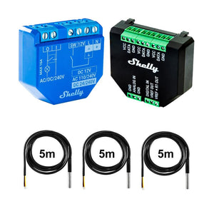 Shelly Plus 1 + Plus Addon + DS18B20 Temp Sensor 16A DC-AC Smart WiFi Relais