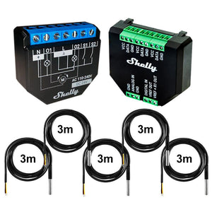 Shelly Plus 2PM + Plus Addon + DS18B20 Temp Sensor 16A DC-AC WiFi Power Metering