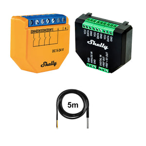 Shelly Plus i4 DC + Plus Addon + DS18B20 Temp Sensor 4 Channel WiFi Controller