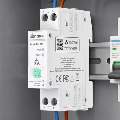 Sonoff BASIC-1GSP DIN Rail – Smart 32A Relay Energy Monitoring WiFi Matter BT