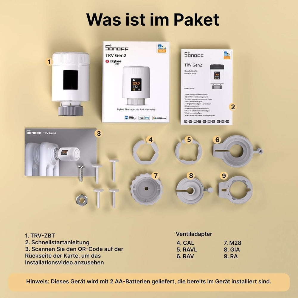 Sonoff TRV-ZBT Gen2 Zigbee 3.0 Smart Heizkörperthermostat Regler Radiator Valve