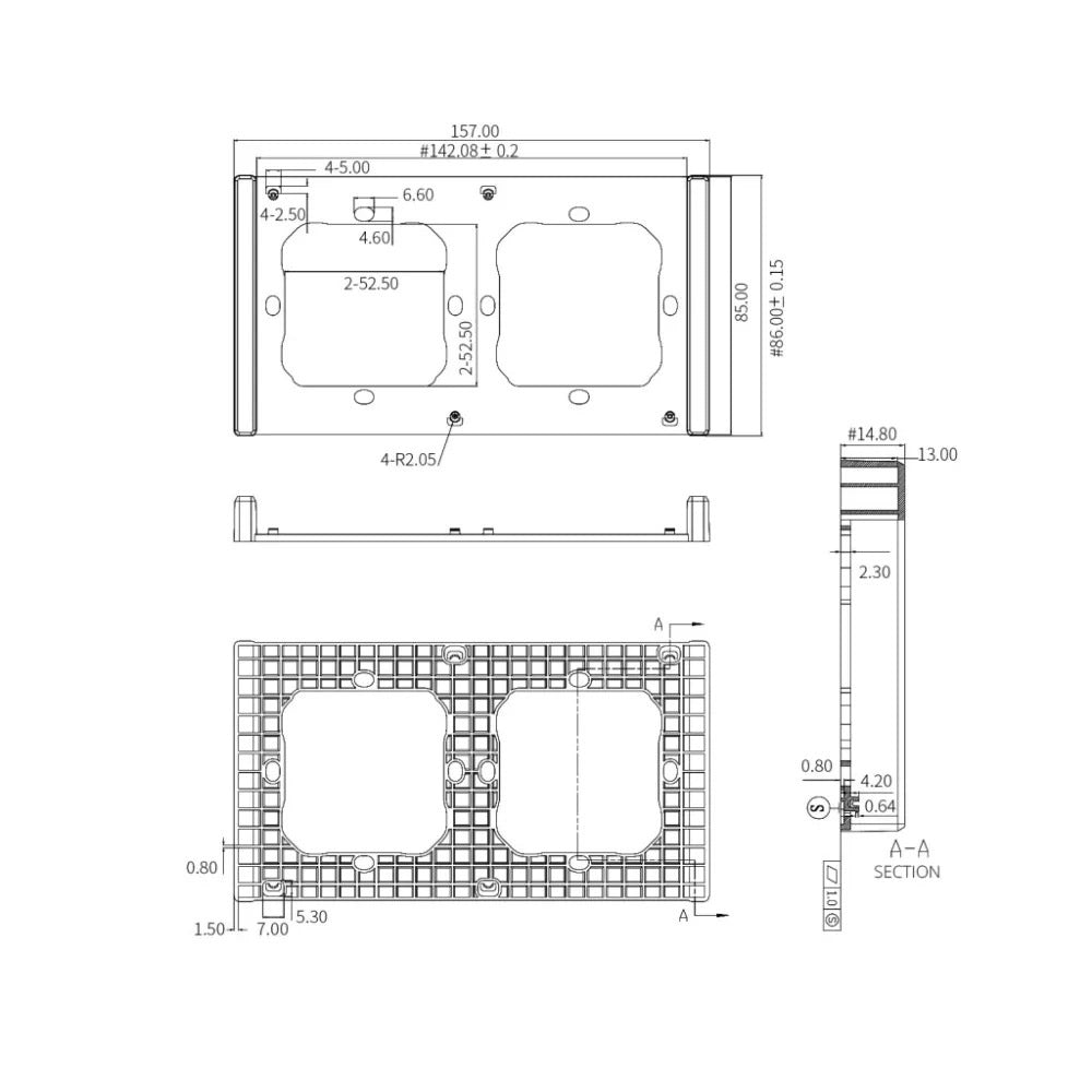 SONOFF M5 SwitchMan Switch Frame White Wandrahmen 2-fach für Sonoff M5-80